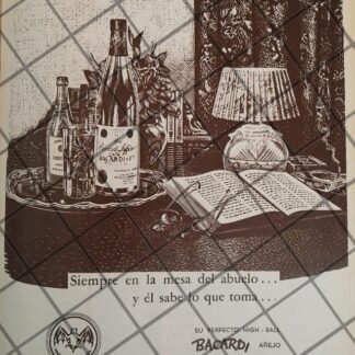 CARTEL PUBLICITARIO RETRO BACARDI Y XEW RADIO 1948