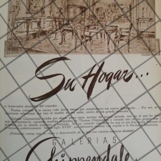 CARTEL ANTIGUO GALERIA CHIPPENDALE 1948 DIBUJO F.J. KEGEL