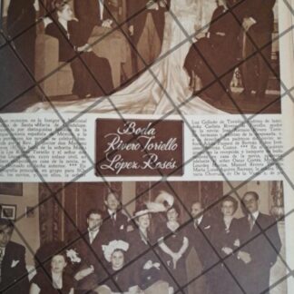 AFICHE ANTIGUO BODA DE LUZ RIVERO TORIELLO 1948