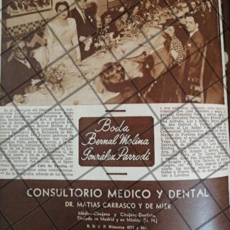 AFICHE ANTIGUO BODA DE ANGELES BERNAL MOLINA 1948