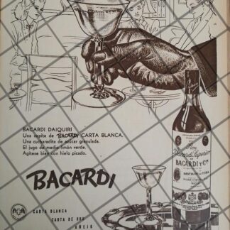CARTEL PUBLICITARIO ANTIGUO. RON BACARDI 1948 -53