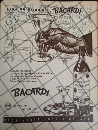 CARTEL PUBLICITARIO ANTIGUO. RON BACARDI 1948 -53