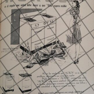 CARTEL ANTIGUO LAS PRIMERAS ESTUFAS ACROS 1948 /6