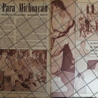 AFICHE RETRO. INAUGURAN CLINICA 50 IMSS MARAVATIO, 1955