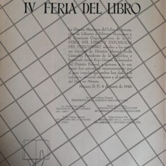 AFICHE ANTIGUO AVILA CAMACHO Y CUARTA FERIA DEL LIBRO 1946