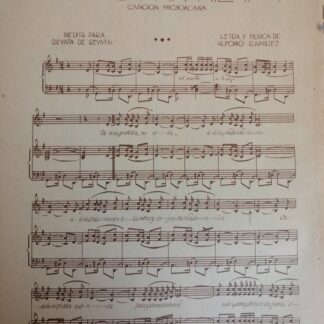 PARTITURA ANTIGUA INEDITA. ADIOS MI PRIETA./ALFONSO RAMIREZ 1937