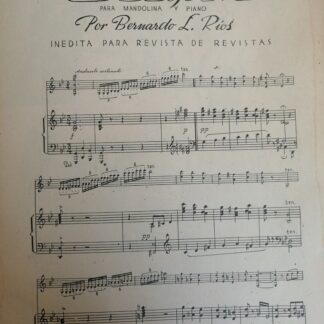 PARTITURA ANTIGUA INEDITA. ELEGIA / BERNARDO L. RIOS. 1937