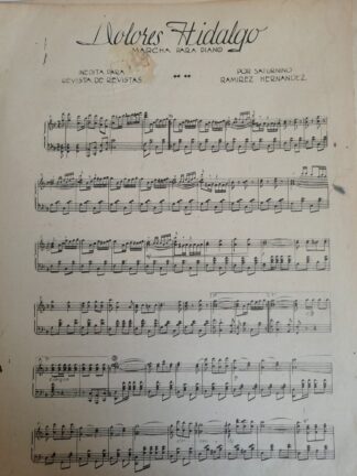 PARTITURA ANTIGUA INEDITA. DOLORES HIDALGO/ SATURNINO RAMIREZ 1937