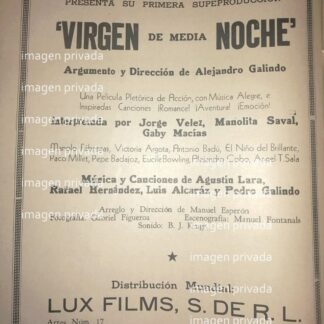 CARTEL RETRO TERMINAN PELICULA. VIRGEN DE MEDIA NOCHE 1941