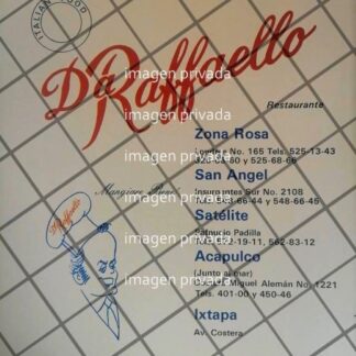 PUBLICIDAD ANTIGUA RESTAURANTE DA RAFFAELLO 1987