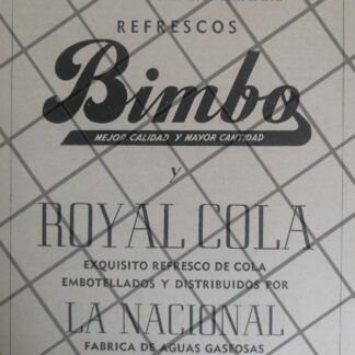 AFICHE PUBLICITARIO RETRO REFRESCOS BIMBO 1953 MONTERREY