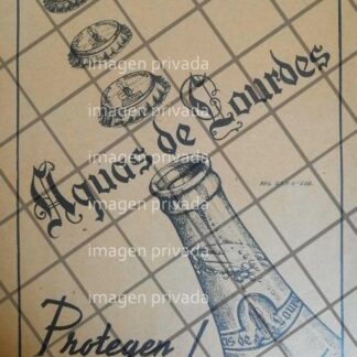 CARTEL PUBLICITARIO RETRO AGUA MINERAL AGUAS DE LOURDES 1937