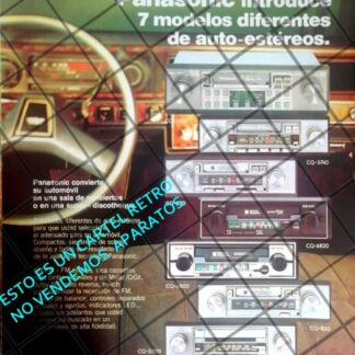 CARTEL PUBLICITARIO RETRO AUTO STEREOS PANASONIC 1980