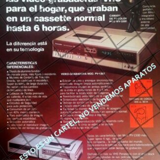 CARTEL PUBLICITARIO ANTIGUO VIDEO CASETTERA PANASONIC 80s