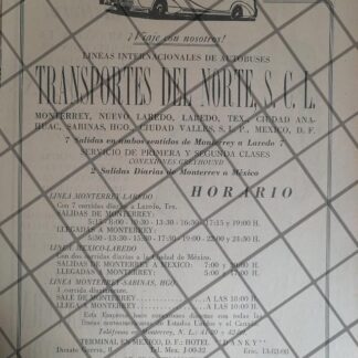 PUBLICIDAD ANTIGUA DE TRANSPORTES DEL NORTE 1943