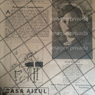 AFICHE ANTIGUO. PIANISTA. ALICIA MONTFORT RUBIN 1942