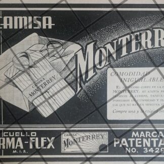 AFICHE PUBLICITARIO RETRO CAMISAS MONTERREY 1942 RARO