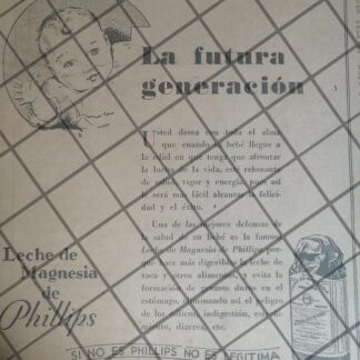 CARTEL PUBLICITARIO RETRO LECHE DE MAGNESIA PHILIPS 1934