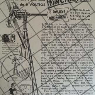 AFICHE PUBLICITARIO ANTIGUO GENERADOR EOLICO WINCHARGER 1937