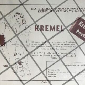 CARTEL PUBLICITARIO RETRO. CHOCOLATES KREMEL 1940s