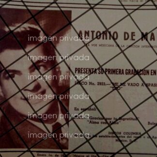 AFICHE ANTIGUO. CANTANTE ANTONIO DE MARCO 1954