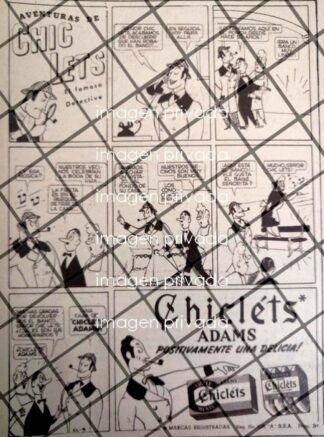 CARTEL PUBLICITARIO RETRO CHICLES CHICLETS ADAMS 1948