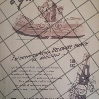 CARTEL PUBLICITARIO RETRO REFRESCOS DELAWARE PUNCH 1948