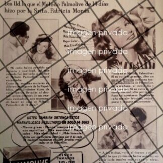CARTEL PUBLICITARIO RETRO. JABON PALMOLIVE Y PATRICIA MORAN 1946