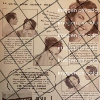 CARTEL PUBLICITARIO RETRO. JABON PALMOLIVE 1948 NOEMI IRABIEN