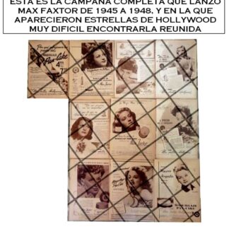 CAMPAÑA PUBLICITARIA COMPLETA MAX FACTOR Y ESTRELLAS DE CINE 1945-48