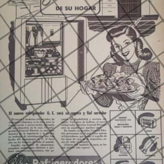 CARTEL PUBLICITARIO RETRO REFRIGERADOR G.E 1944 645
