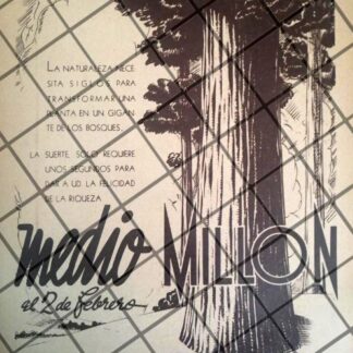 AFICHE RETRO. LOTERIA NACIONAL 1944 DIBUJO LOPEZ GUERRERO /194