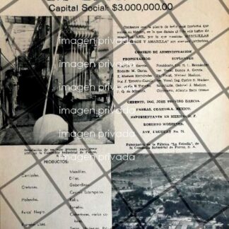 CARTEL RETRO FABRICA DE HILADOS LA ESTRELLA. PARRAS COAH. 1937