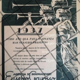 CARTEL PUBLICITARIO RETRO FUNERALES EUSEBIO GAYOSSO 1937