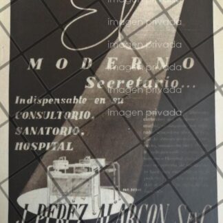 CARTEL PUBLICITARIO RETRO MUEBLES MEDICOS PEREZ ALARCON 1936