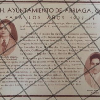 CARTEL RETRO AYUNTAMIENTO DE ARRIAGA CHIAPAS 1937