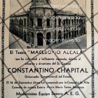 CARTEL RETRO TEATRO MACEDONIO ALCALA 1939 OAXACA