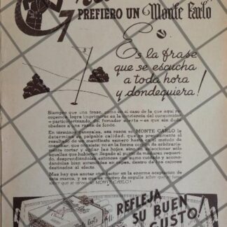 AFICHE PUBLICITARIO ANTIGUO CIGARROS MONTECARLO 1939 299