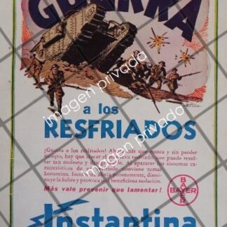 CARTEL RETRO BAYER Y GUERRA MUNDIAL 1939. DIBUJO DANTE QUINTERNO