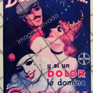 CARTEL PUBLICITARIO ANTIGUO ART NOVEAU. CAFIASPIRINA BAYER 1937