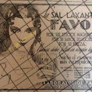 CARTELE PUBLICITARIO ANTIGUO SAL LAXANTE FAVO 1934 RARO