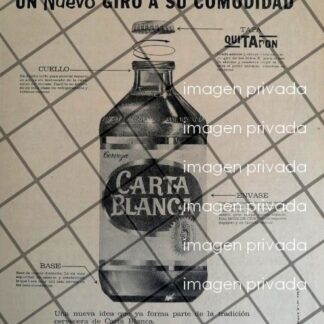 CARTEL VINTAGE DEBUT DE CERVEZA CARTA BLANCA QUITAPON 1966