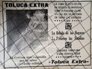 CARTEL ANTIGUO CERVEZA TOLUCA EXTRA 1910 /MUY RARO