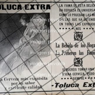 CARTEL ANTIGUO CERVEZA TOLUCA EXTRA 1910 /MUY RARO