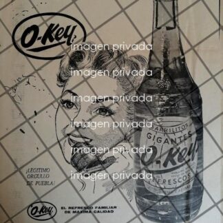 CARTEL PUBLICITARIO RETRO LANZAN EL FREFRESCOS BARRILITOS O-KEY 1958