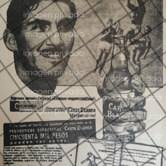 CARTEL PUBLICITARIO RETRO CERVEZA CARTA BLANCA Y TOTA CARBAJAL 1958