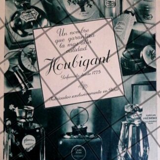 CARTEL PUBLICITARIO ANTIGUO PERFUME HOUBIGANT 1938