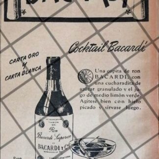 CARTEL DE PUBLICIDAD PATRIOTA. BACARDI 1942 GUERRA MUNDIAL