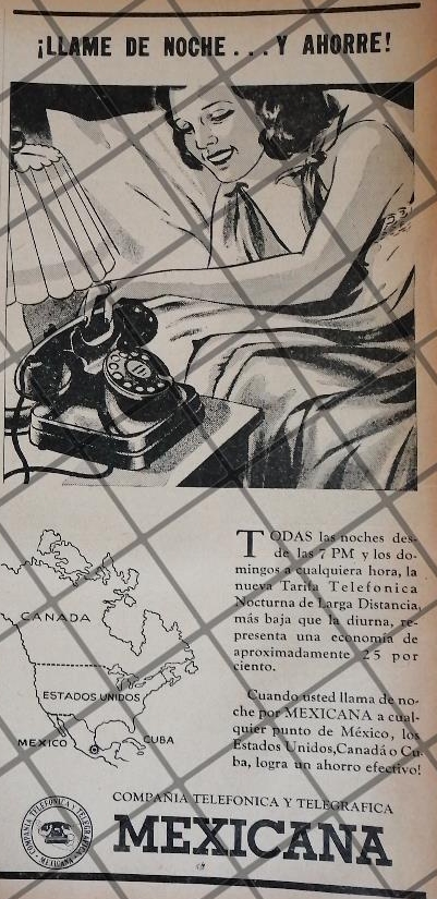 CARTEL ANTIGUO. CIA TELEFONICA Y TELEGRAFICA 1942
