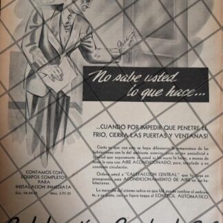 CARTEL PUBLICITARIO ANTIGUO. CALEFACCION CENTRAL S.A 1942